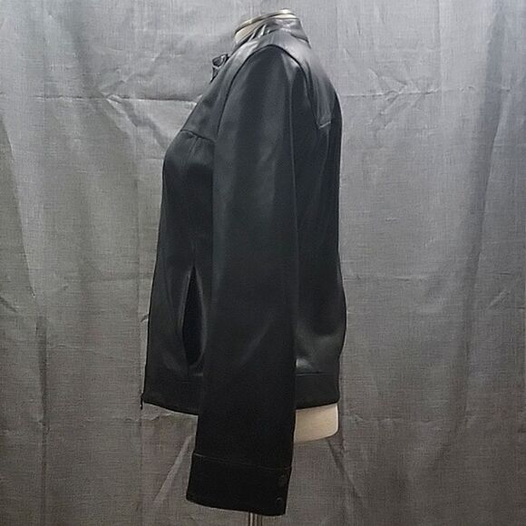 Wilson's Pelle Studio Black Soft Leather Moto Jacket Zip-Up Women's SZ L - Picture 6 of 10